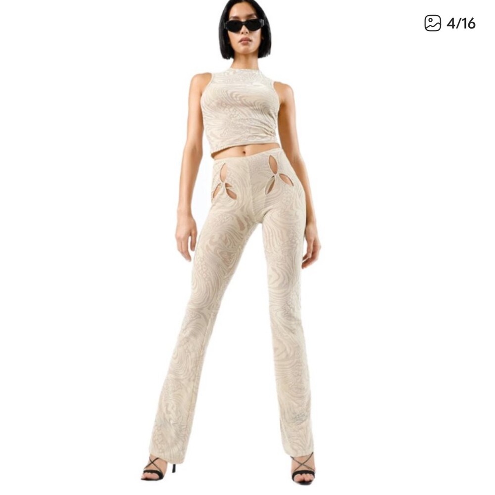 I.AM.GIA Amina Sheer Swirl Pants and top in Cream